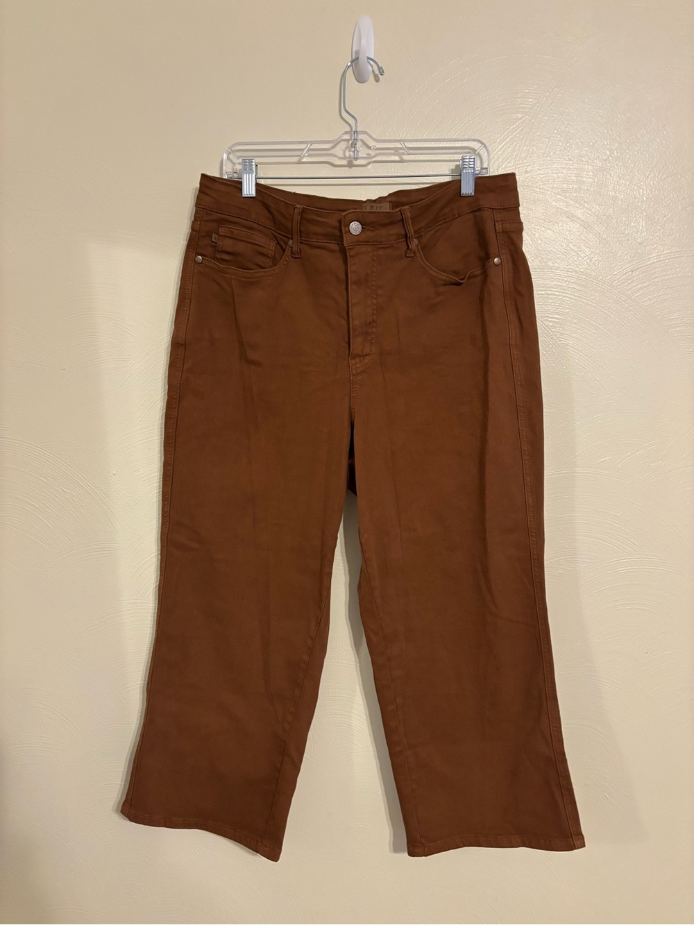 Judy Blue 16W Brown Garment Dyed Wide Leg Crop Jeans Stretch High Rise